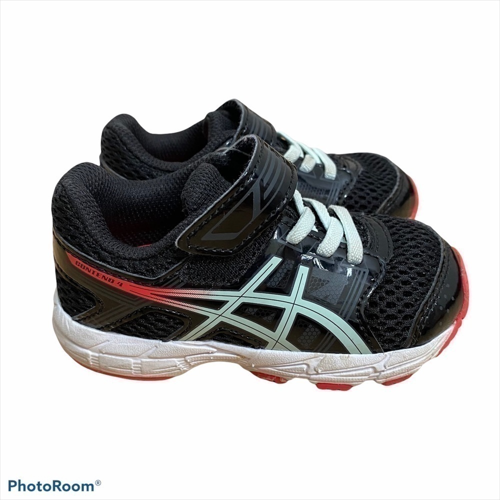 ASICS Baby Sneakers Sz 6 Black Red Blue Shoes
